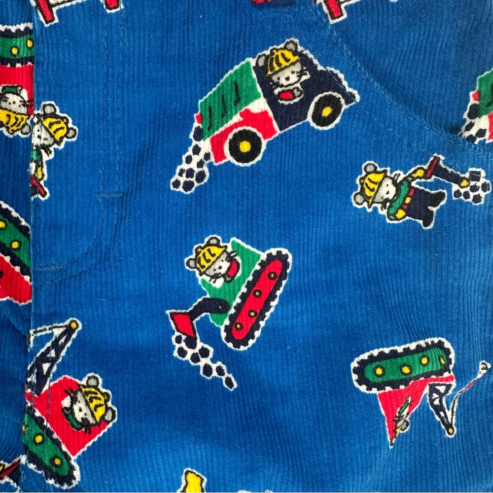 Vintage OshKosh B'gosh Blue Construction Print Corduroy Pants USA 24 Months - Picture 7 of 9
